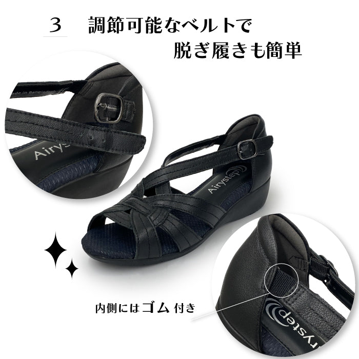 【FINAL SALE 対象】Airystep レザーオープントゥサンダル059-6889