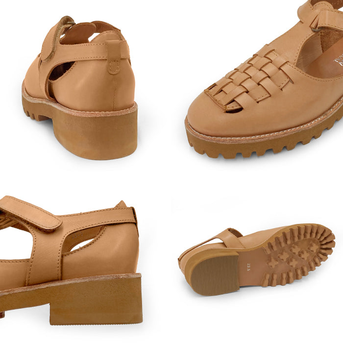 BEAUTYCREW CASUAL レザーメッシュTストラップシューズ 020-0001