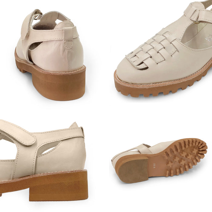 BEAUTYCREW CASUAL レザーメッシュTストラップシューズ 020-0001