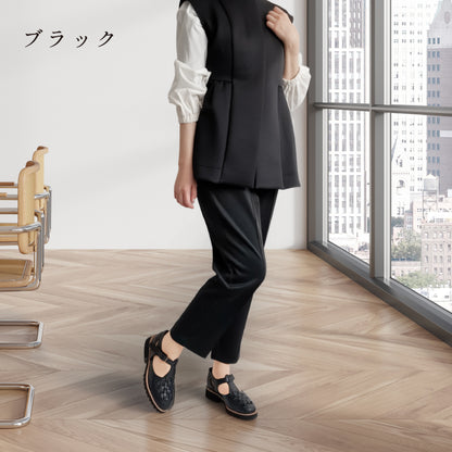 BEAUTYCREW CASUAL レザーメッシュTストラップシューズ 020-0001