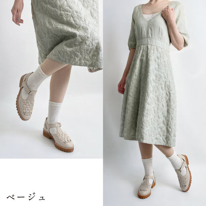 BEAUTYCREW CASUAL レザーメッシュTストラップシューズ 020-0001
