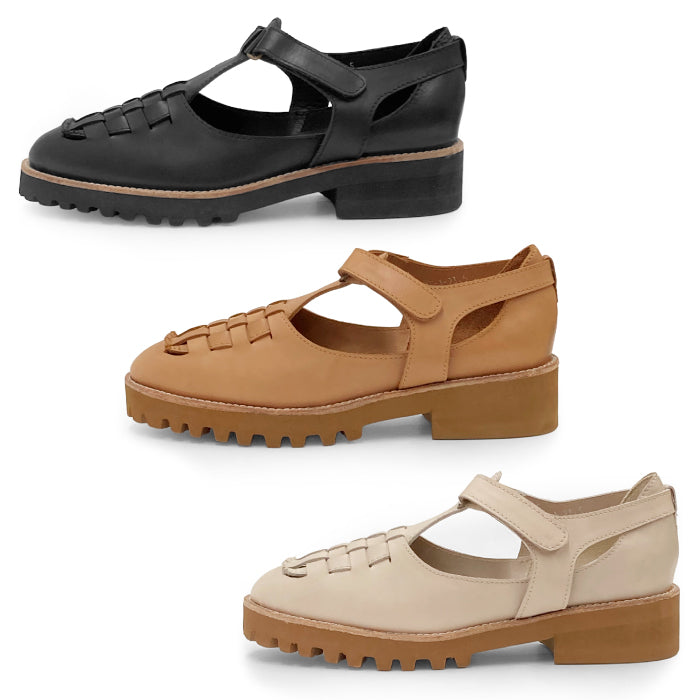 SALE】BEAUTYCREW CASUAL レザーメッシュTストラップシューズ 020-0001
