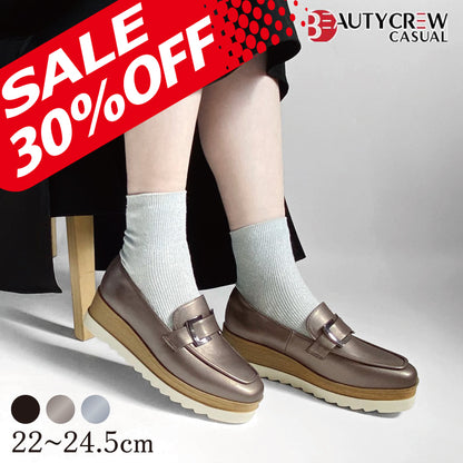 【CLEARANCE SALE 対象】BEAUTYCREW CASUAL バックル厚底レザーシューズ 059-2582aw