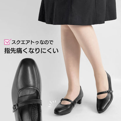 【リニューアルオープンセール】レザーブラックパンプス #059-3901