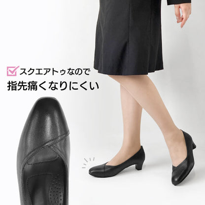 【リニューアルオープンセール】レザーブラックパンプス #059-3903