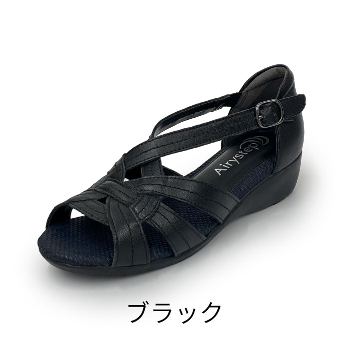 【FINAL SALE 対象】Airystep レザーオープントゥサンダル059-6889