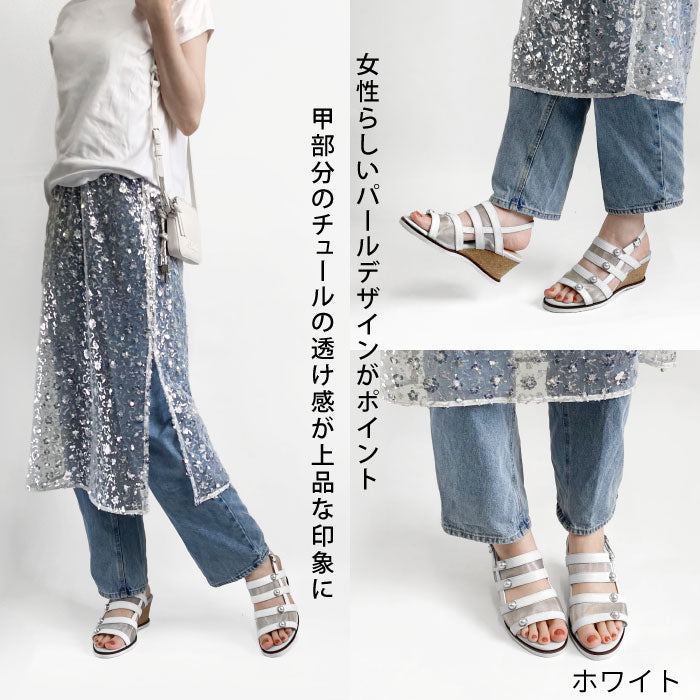 Yukiko Kimijima サンダル パール ウエッジソール 109-3253