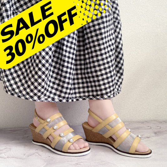 【FINAL SALE 対象】Yukiko Kimijima サンダル パール ウエッジソール  109-3253