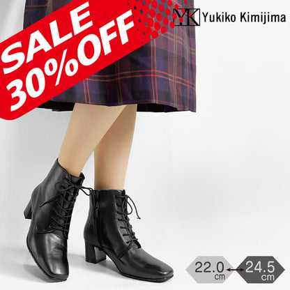 【CHRISTMAS SALE 対象】Yukiko Kimijima レースアップレザーブーツ 122-8553