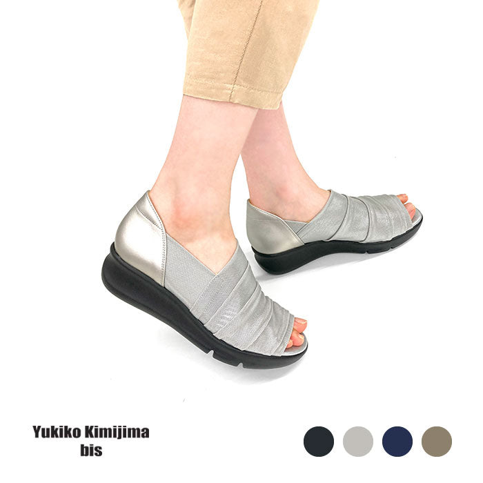 Yukiko kimijima bisレザーオープントゥシューズ 192-8163
