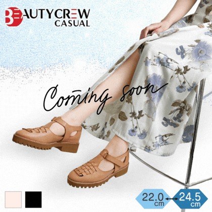 〖2026年SS新作 4月下旬入荷予定〗BEAUTYCREW CASUAL レザーメッシュTストラップシューズ 020-0001
